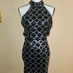 Black/Silver Cocktail Sequin Dress